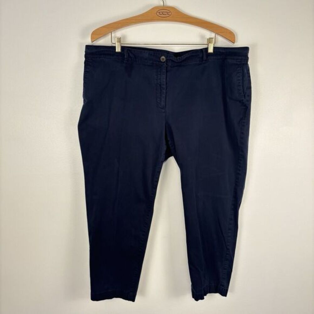Talbots Pants Womens 22WP Navy Weekend Chino Highrise Tapered Ankle Some Fading